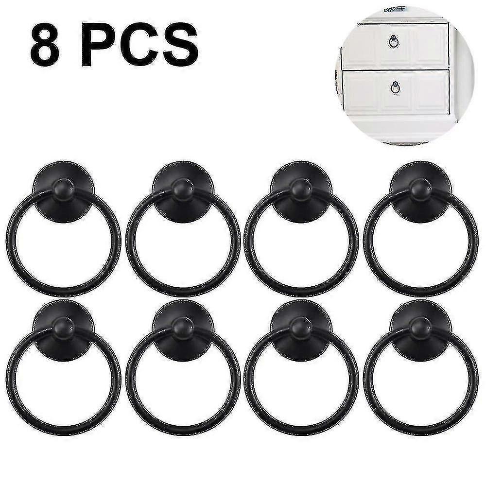 8pcs Vintage Cabinet Ring Knobs Round Antique Drawer Pulls Handle
