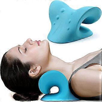 yougangneck And Shoulder Relaxer, Cervical Traction Device For Pain Relief And Cervical Spine Alignment, Chiropractic Pillow Neck Stretcher(blue)