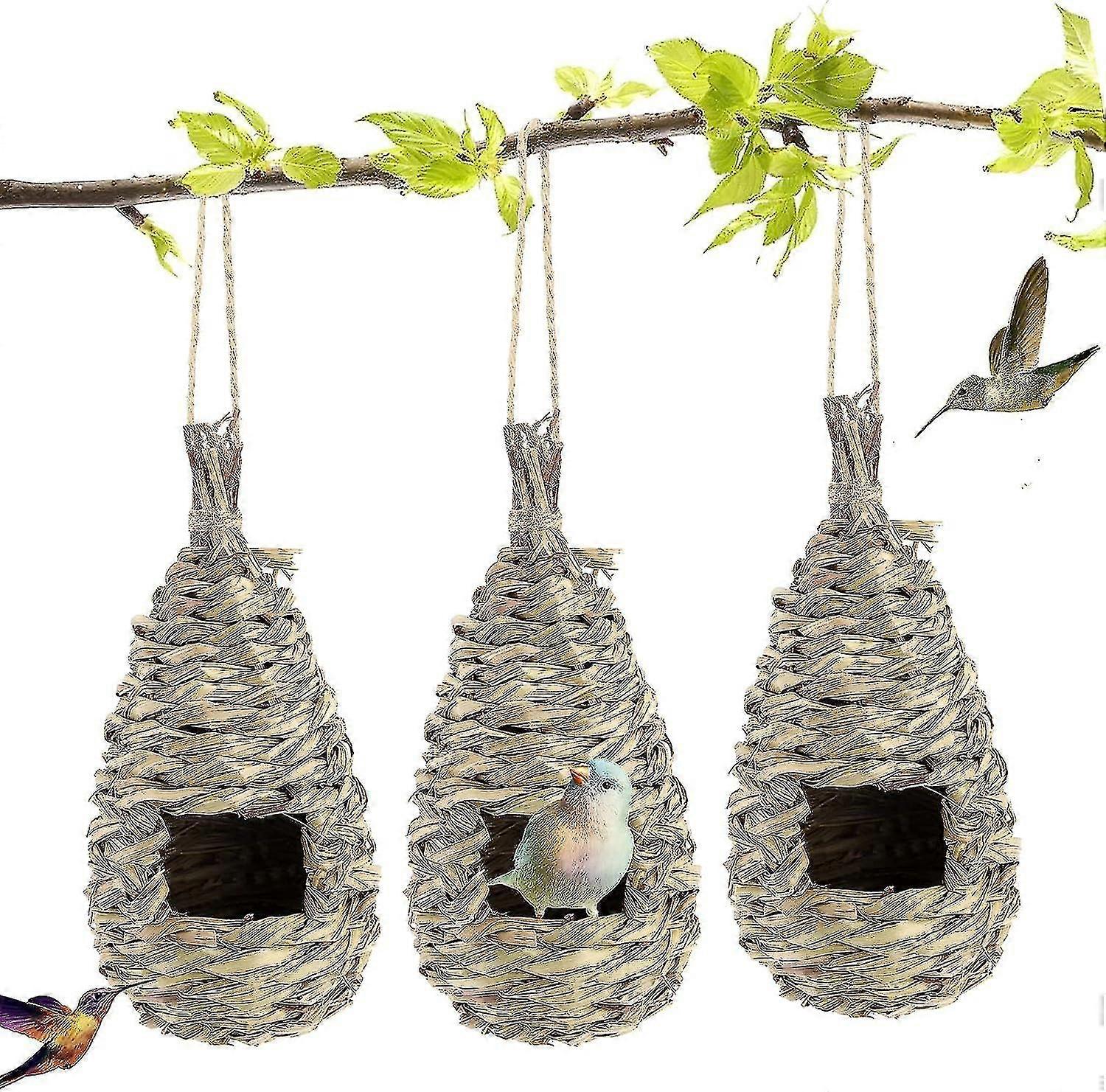 3 Pieces Nest Boxes For Birds Woven By Hand, Hand Made Bird Nest, 24x11 Cm