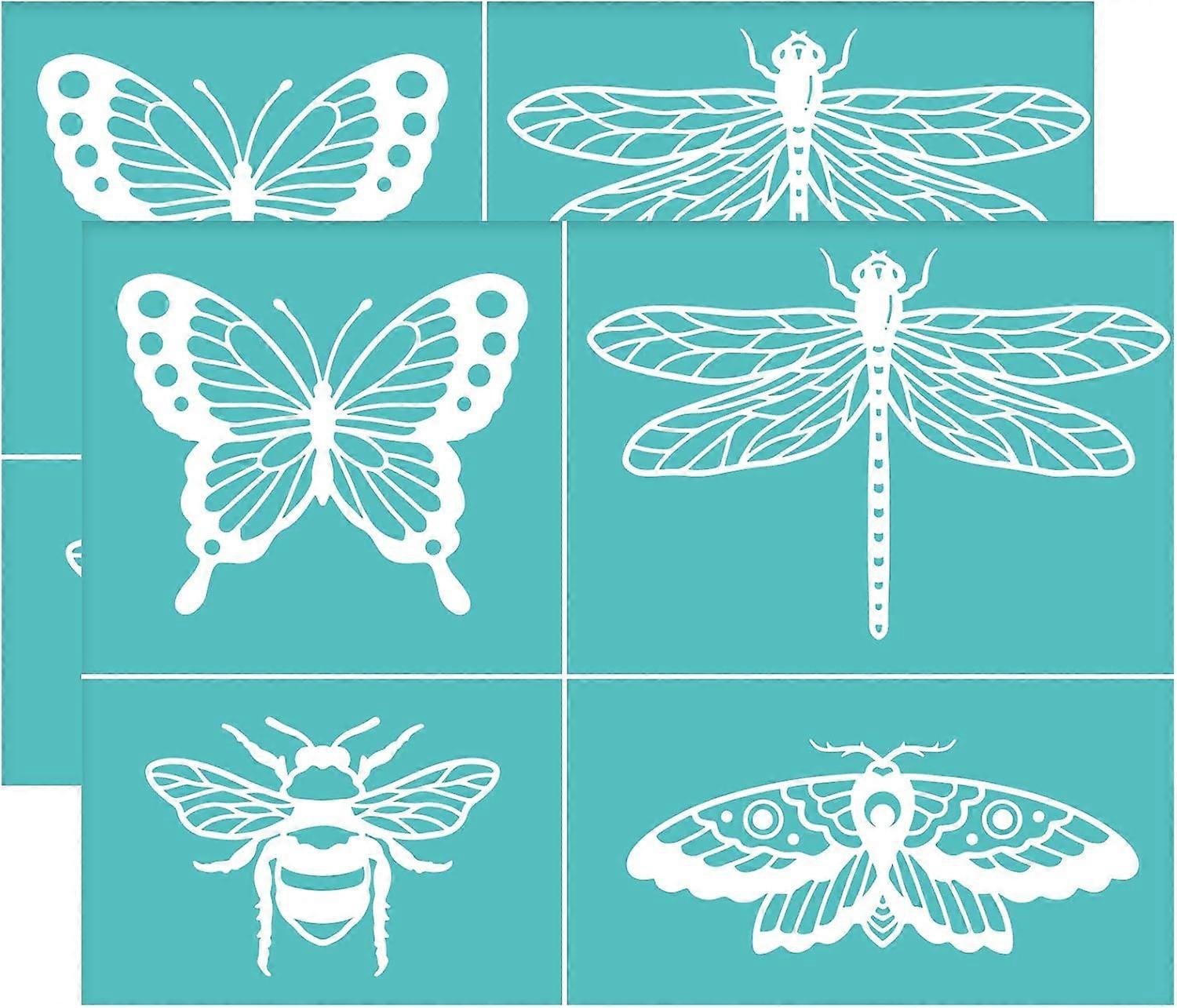 2 Pcs Insect Self-Adhesive Silk Screen Printing Stencil Bee Butterfly Mesh Transfer Stencil Reusable Silk Screen Stencil for Painting on Wood T-Shirt 