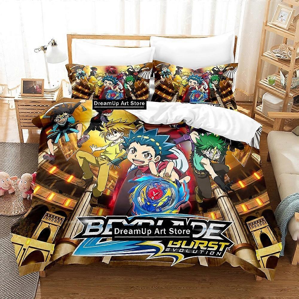 a3326 ملاءات سرير كرتون Beyblade طقم مغطى لحاف غطاء سرير مع غطاء وسادة للأولاد للبالغين مجموعة مفروشات من 3 قطع (1 غطاء لحاف +
