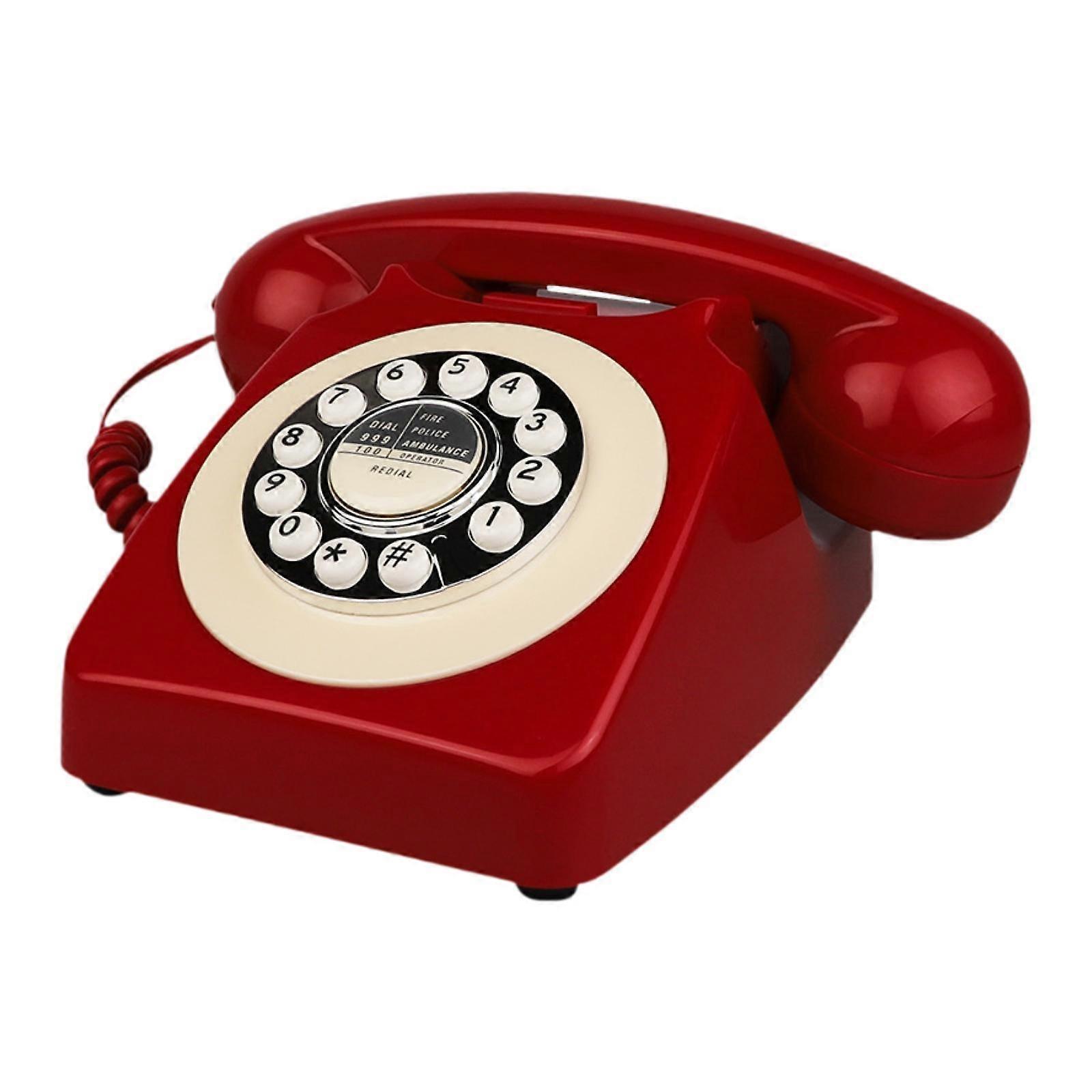 Red Old Phone Large Button Vintage Old Telephone for Home
