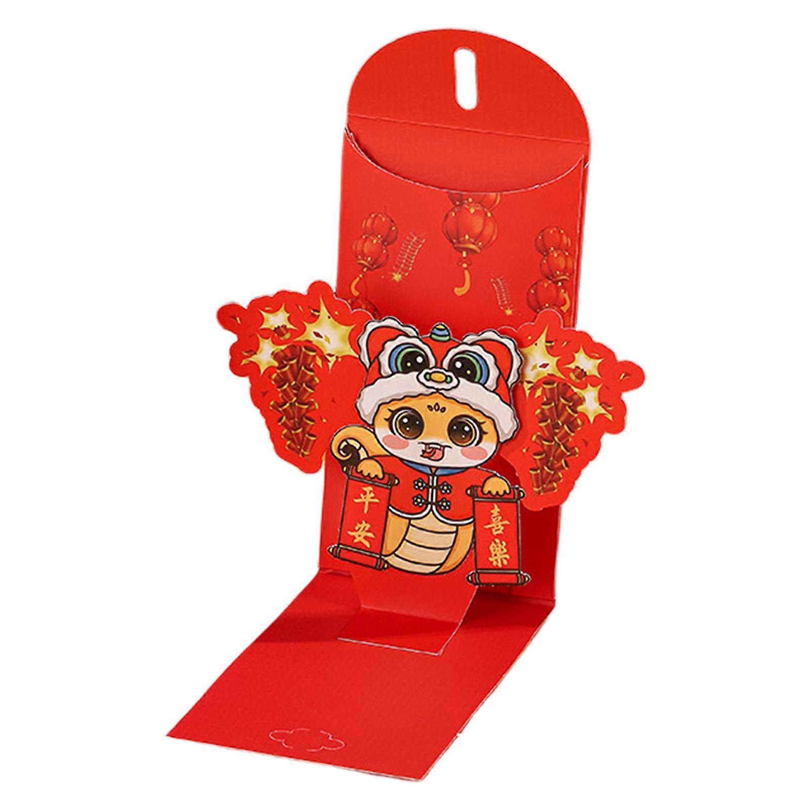 3D Red Envelope Year of The Snake 2025 Chinese Red Packet Pop-Up Cartoon Snake Lucky Money Envelope for Spring Festival Gifts