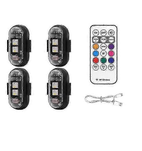 Lights ,4pcs Wireless Led Strobe Lights With Remote Control, 8 Colors Usb Charing Waterproof Emergency Warn