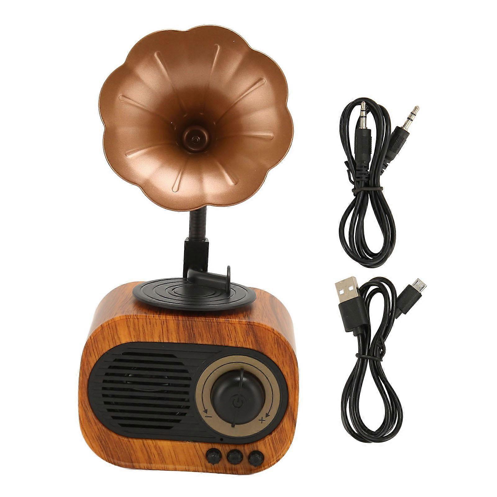 Retro Phonograph Bluetooth Speaker, Portable Wireless Rechargeable Stereo Radio