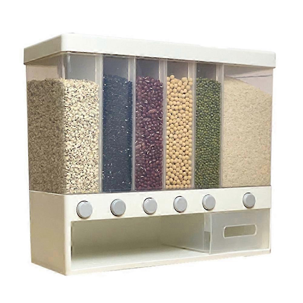 10KG delt ris og dispenser 6 fuktsikker plast automatiske stativer Forseglet oppbevaringsboks for mat