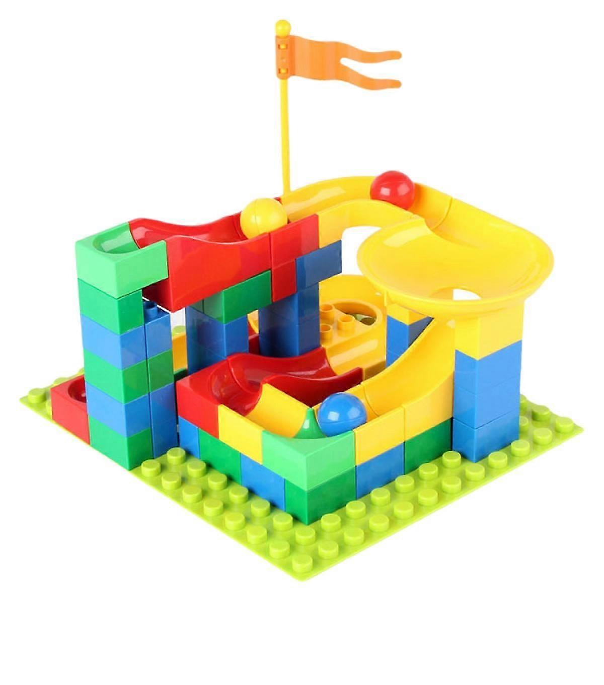 Marble Run Building Blocks, 56 PCS Classic Big Blocks STEM Toy Bricks Set Kids Race Track Compatible