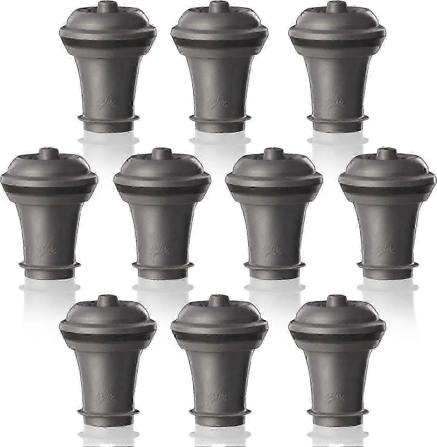 Vacuum Stoppers - Set of 10 - Gray - for Wine Bottles - Keep Wine Fresh for Up to a Week with Airtight Seal