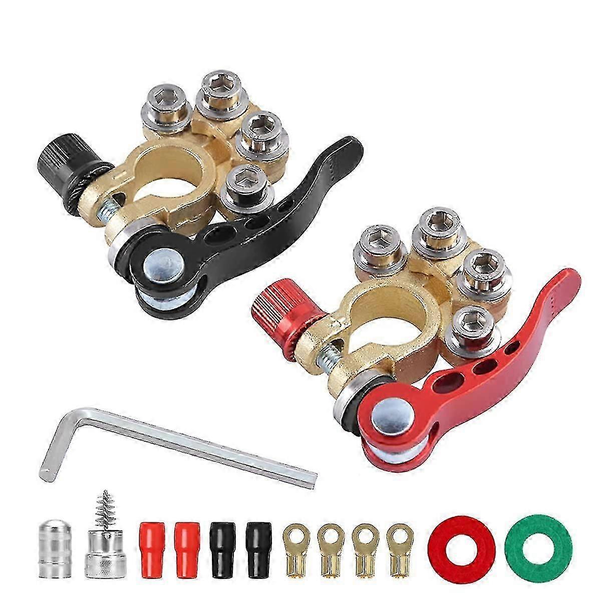 Car Battery Terminal Connectors, 4 Way Quick Release Disconnect Car Battery Terminal For Sae/jis Type A Posts, Compatible With Cars, Trucks