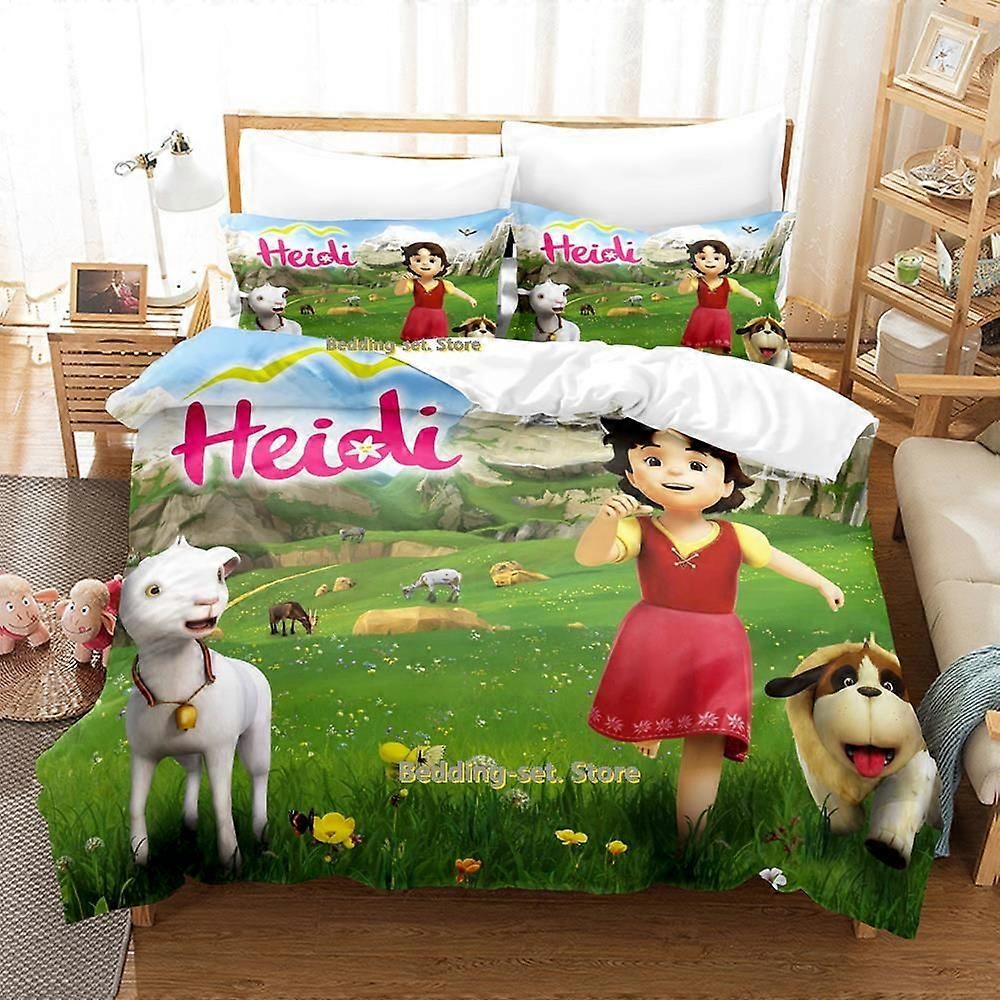 v798 ملاءات سرير هايدي طقم مفروشات مزدوج كامل كوين بحجم كينغ طقم سرير لغرفة نوم أطفال بالغين أطقم لحاف أنيمي كويت دي ليت أشخاص 3 قطع ب