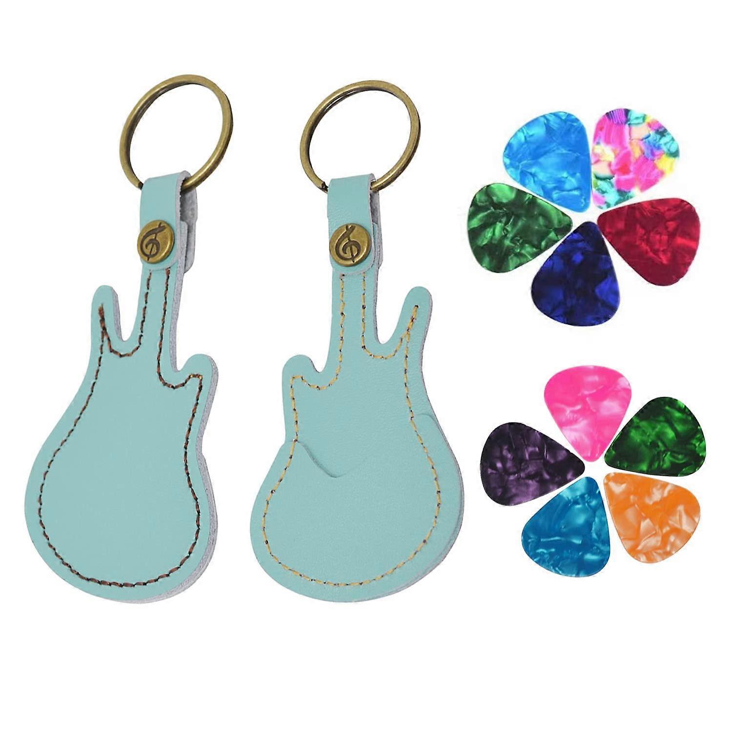 Guitar pick box with key ring and 10 picks