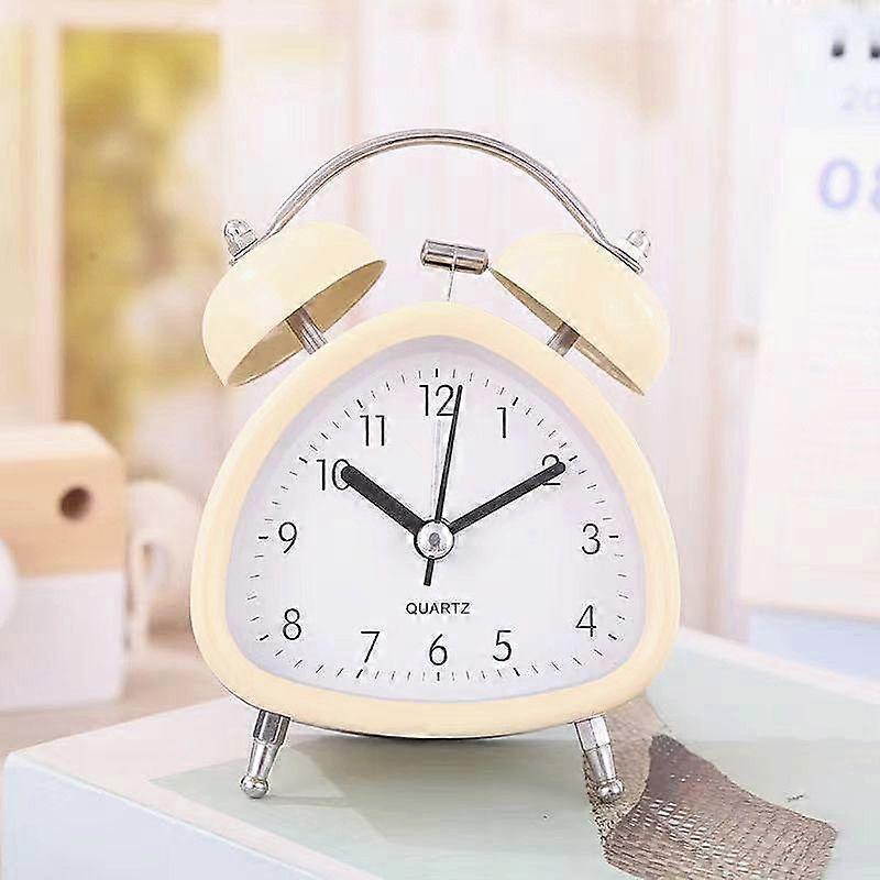 3 Inch Triangular Retro Analog Alarm Clock, Bedside Alarm Clock For Kids, With Backlight, No Tick, Loud Double Ring Alarm For Heavy Sleepers