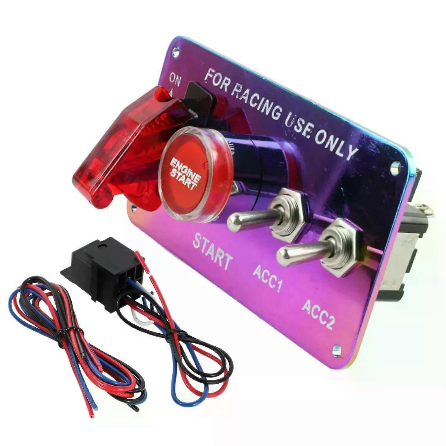 4in 1 Ignition Switch Engine Start Button Switch LED 12V Neo Chrome