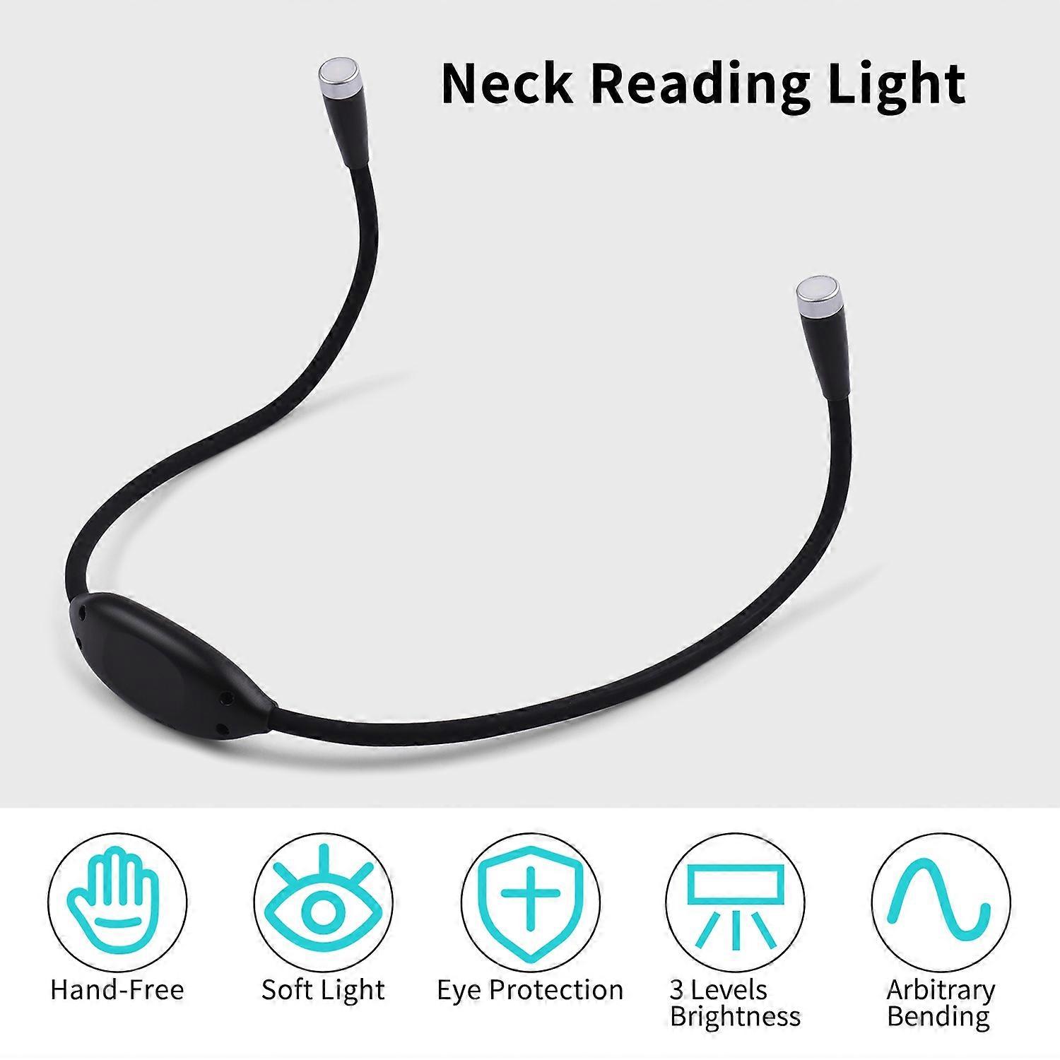 Neck Hug Reading Light Rechargeable LED Book Light Hand-Free 3 Brightness Levels for Reading in Bed,