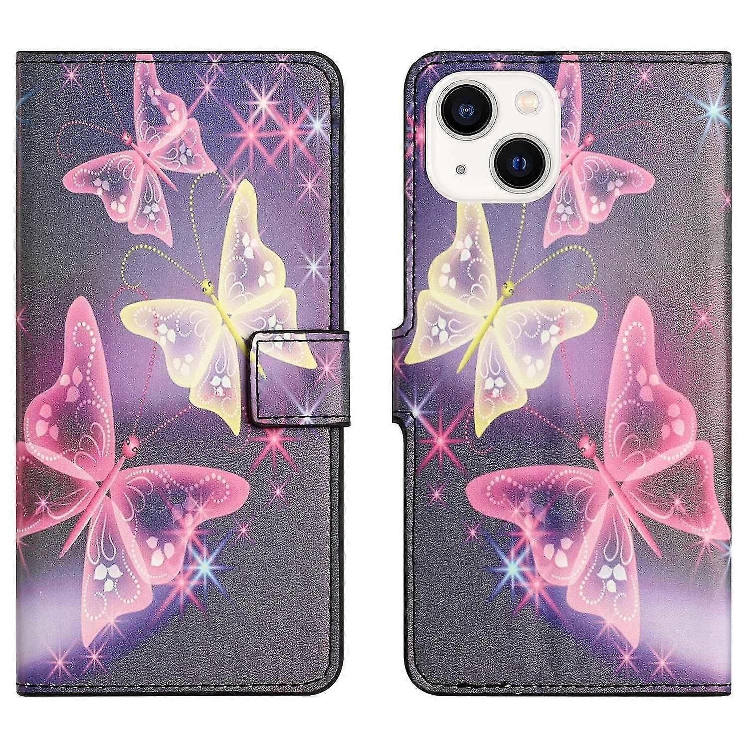 For Iphone 14 6.1 Inch Wallet Stand Book Style Magnetic Clasp Case Pattern Printing Phone Cover