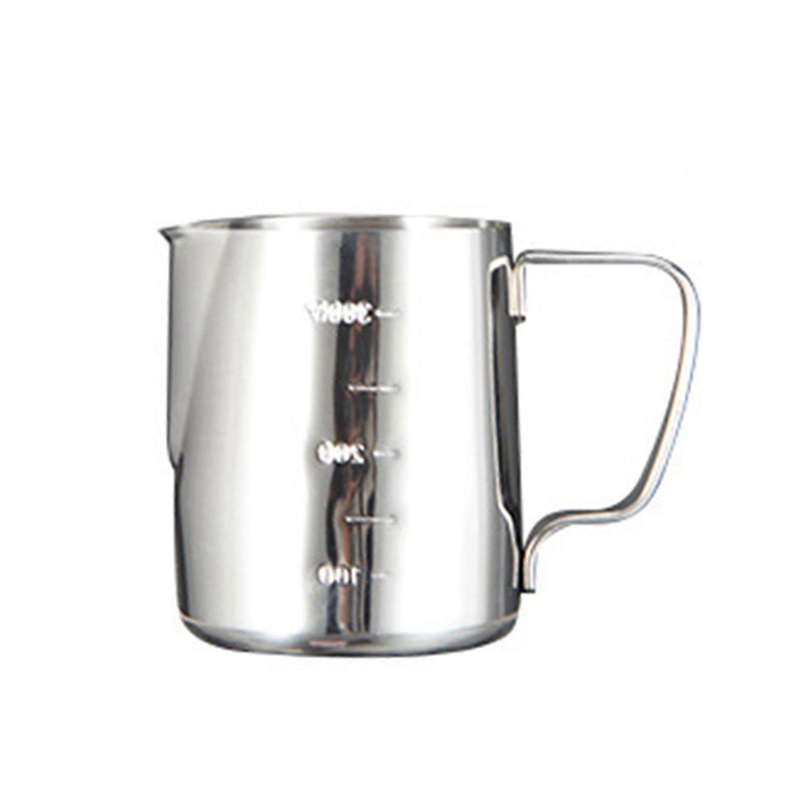 Milk Frothing Pitcher Stainless Steel Milk Frother Cup Measurements on Side for Latte Art Espresso