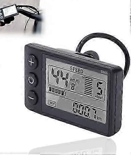 S866 Electric Bicycle LCD Display Meter, 24V 36V 48V E-Bike Display Meter Control Panel with Waterproof Plug