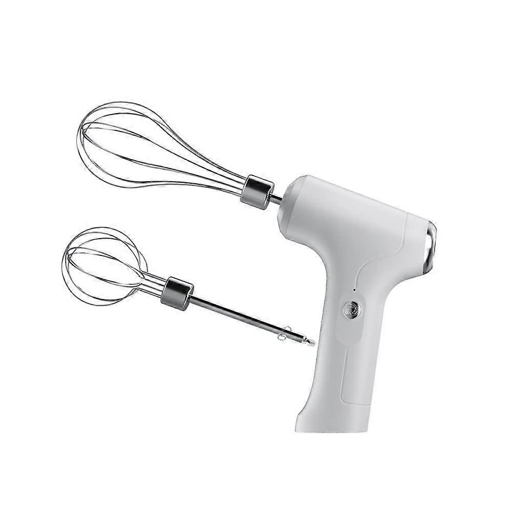 Electric Hand Mixer with 2 Mixing Rods, 3 Speed Modes, USB Rechargeable for Eggs, Pudding, Cookies, and Cakes - White