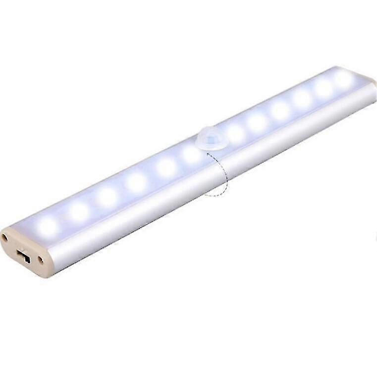 ランプ12 LED、ワイヤレス、USB、磁気、モーション検出器、ポータブルで充電可能。クローゼットライト、非常灯、補助、シルバー