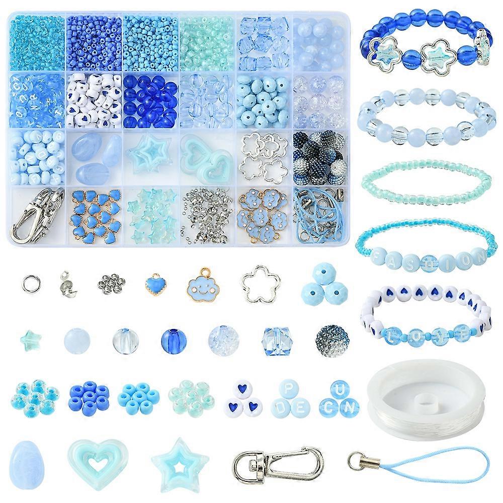 Jewelry Making Kits Ocean Color DIY Mobile Phone Strap Making Kit Including Alloy Swivel Lobster Claw Clasps