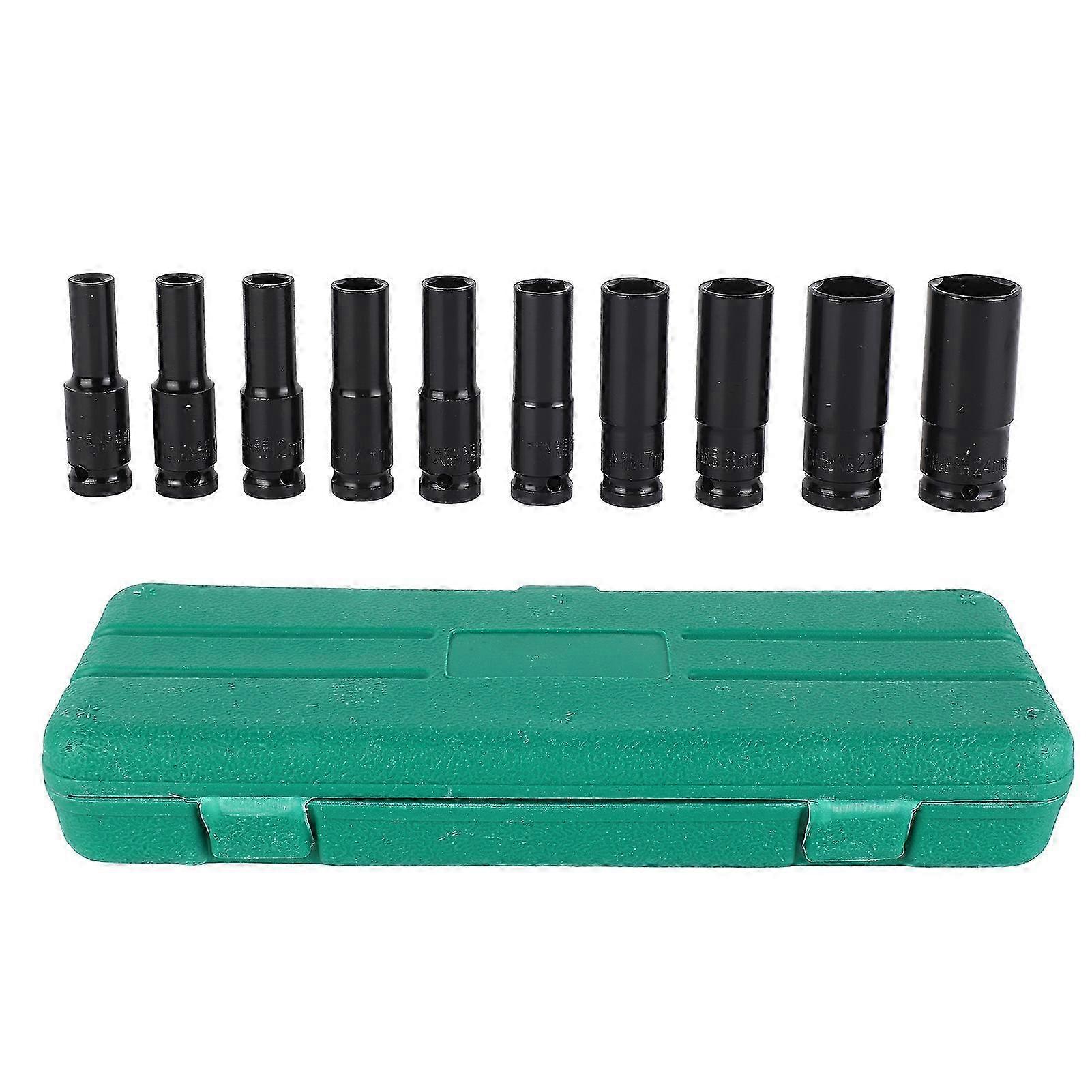 10Pcs Hex Socket Set Combinação de aço ferramenta para chave elétrica com caixa de armazenamento