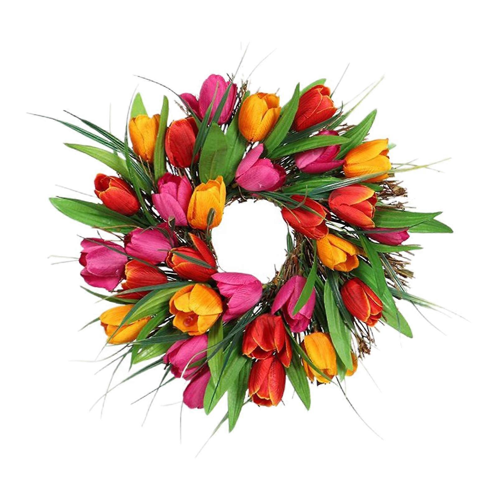 11.8-15.7inch Wreath Spring Artificial Flower Wreath for Front Door window and