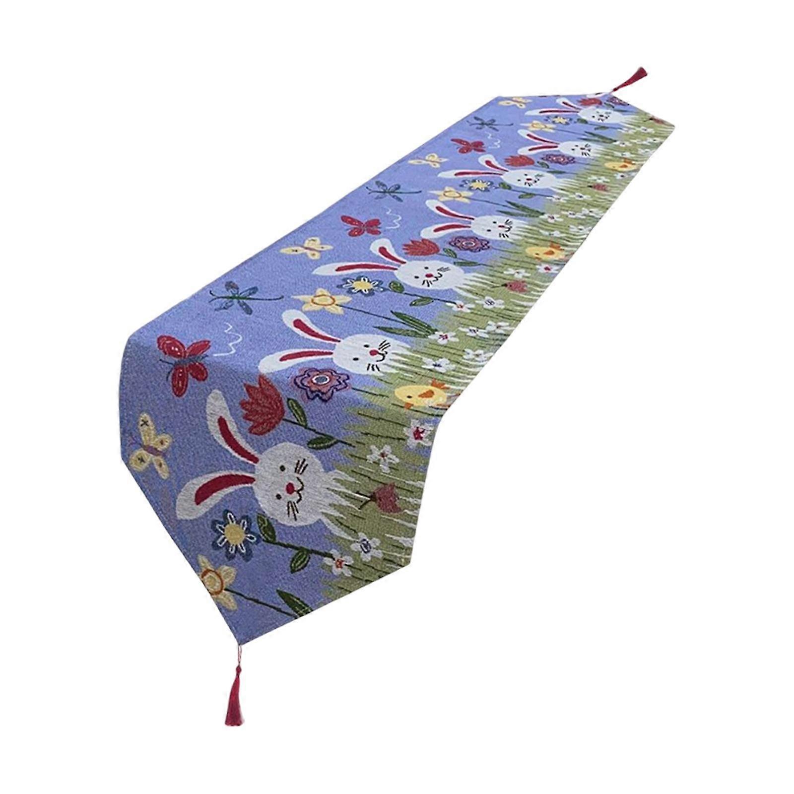 Easter Table Runner Party Table Cloth Decor Tablecloth Rustic Style for Dining