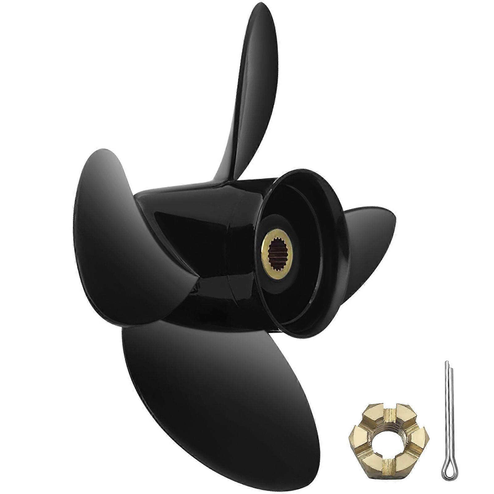 Outboard Propeller, Replace for OEM 3587522, 4-Blade 14 1/4\" x 19\" Pitch Aluminium Boat Propeller