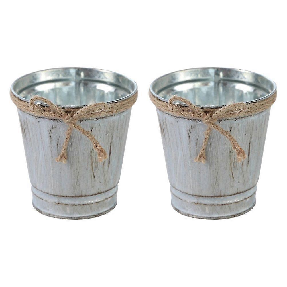2 stücke Shabby Chic Eisen Blume Eimer Pflanzer Eimer Blume Vasen Balkon Decor