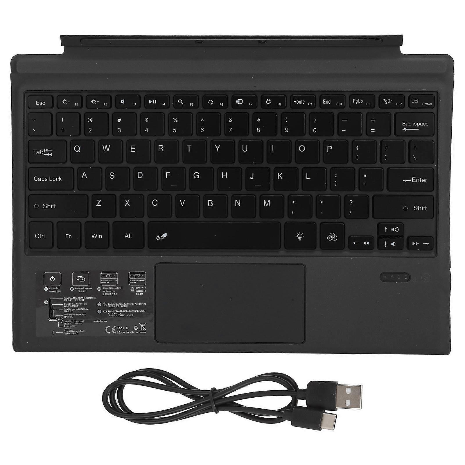 Compact Wireless Bluetooth Keyboard For Microsoft Surface Pro Series, Ergonomically Engineered With Precision Trackpad, Detachable And Portable