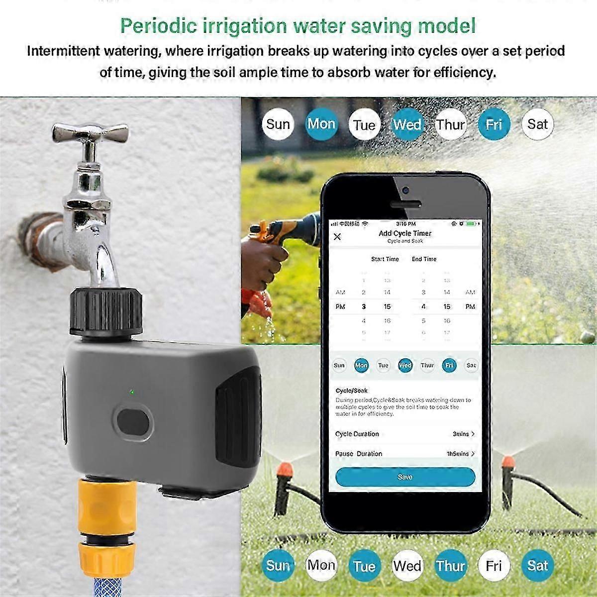 WiFi Smart Water Timer suitable for Garden Hose, Sprinkler Irrigation Timer with Hub, suitable for Tuya Automatic Wat