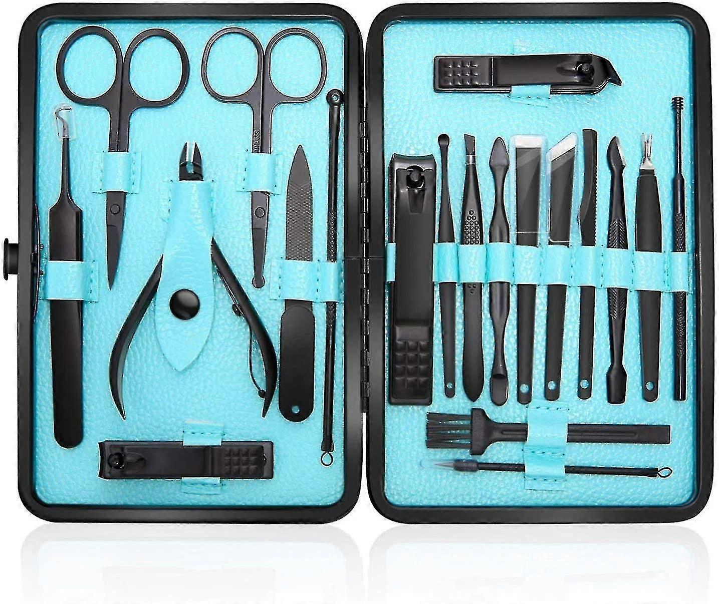 Manicure Set Nagelknippers Kit Pedicure Tools-20 stuks roestvrij staal Mannen Verzorging Kit