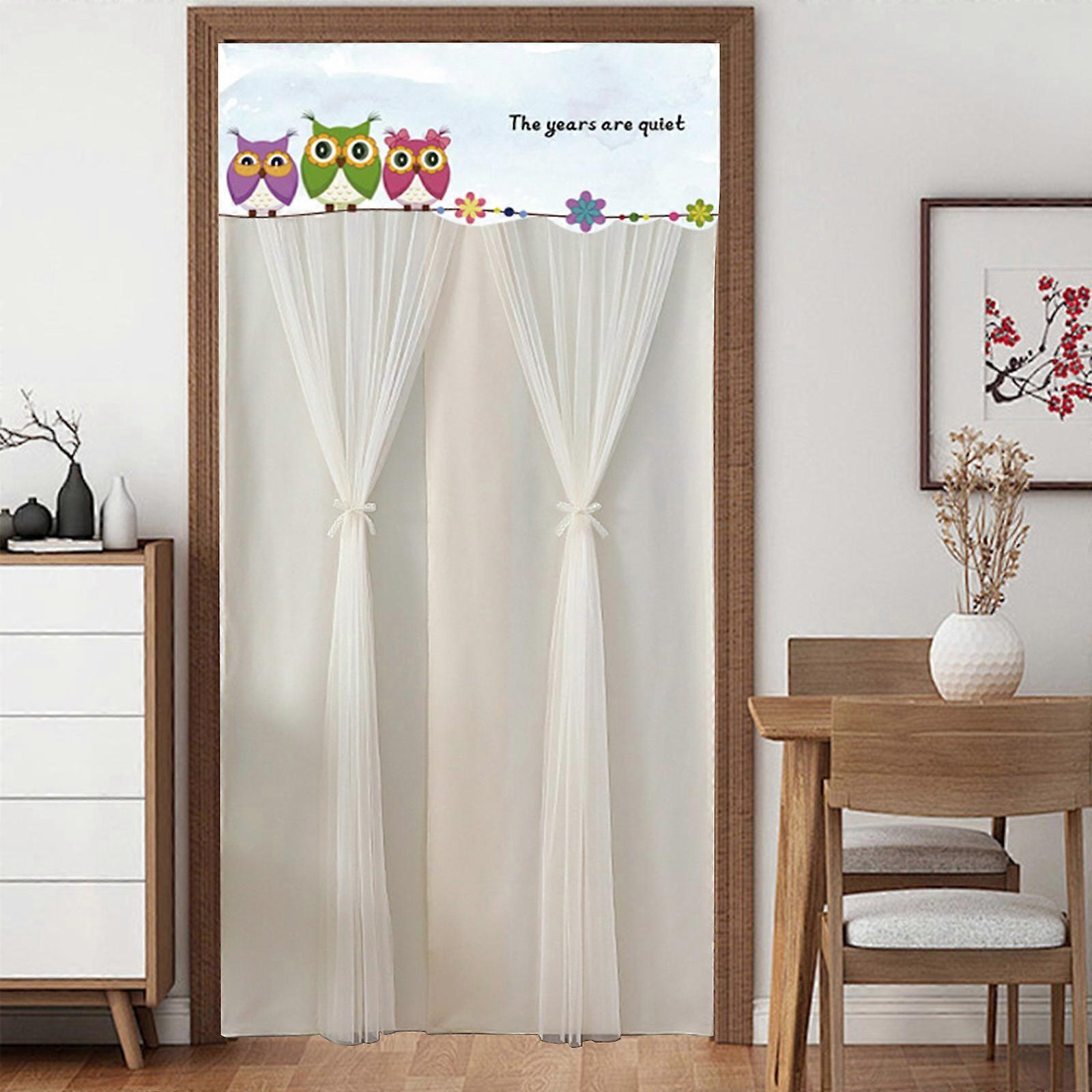 Double Layer Lace Door Curtain With Liner No Drilling Required Hide And Sunlight Blocking For Home Decoration Elegant Lace Door Curtain pp539