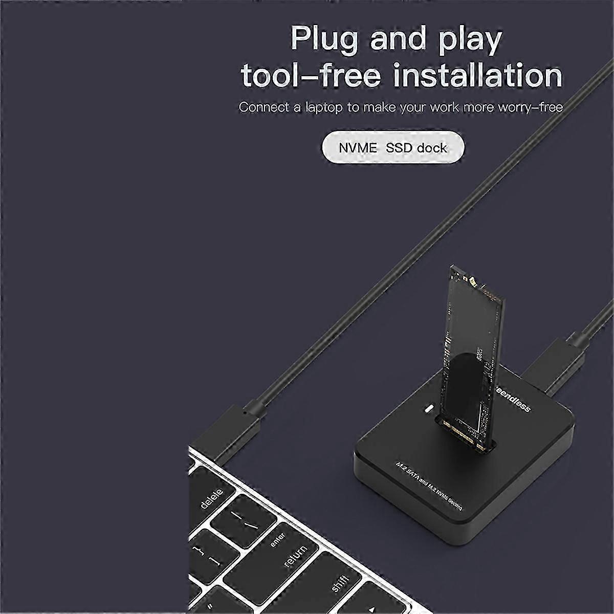 Base di docking station SSD SATA M.2 a doppio protocollo, custodia per disco rigido SSD esterno, velocità di lettura e scrittura online