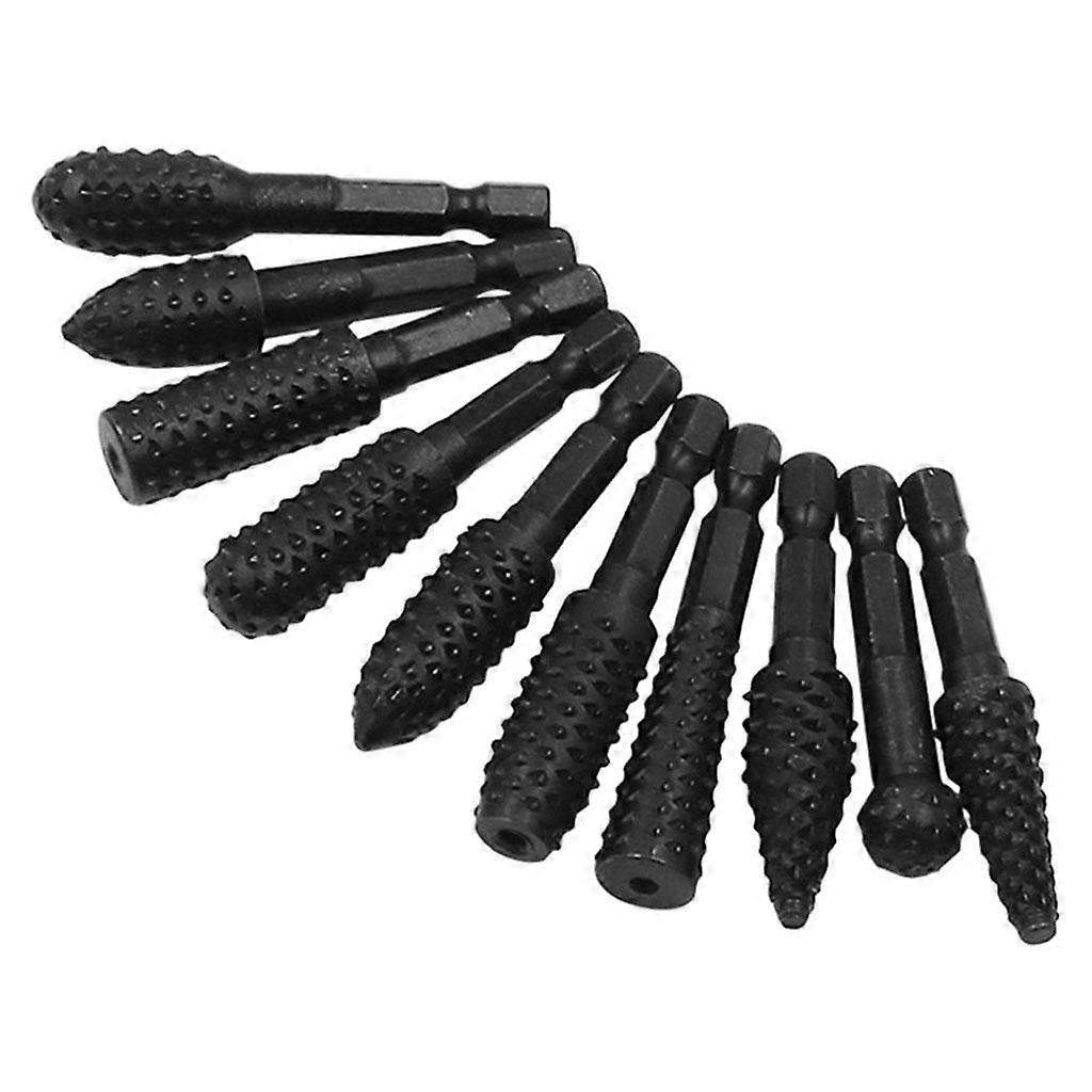 10Pcs/Set ROTARY BURR SET Wood Carving File Rasp Power Drill Bits