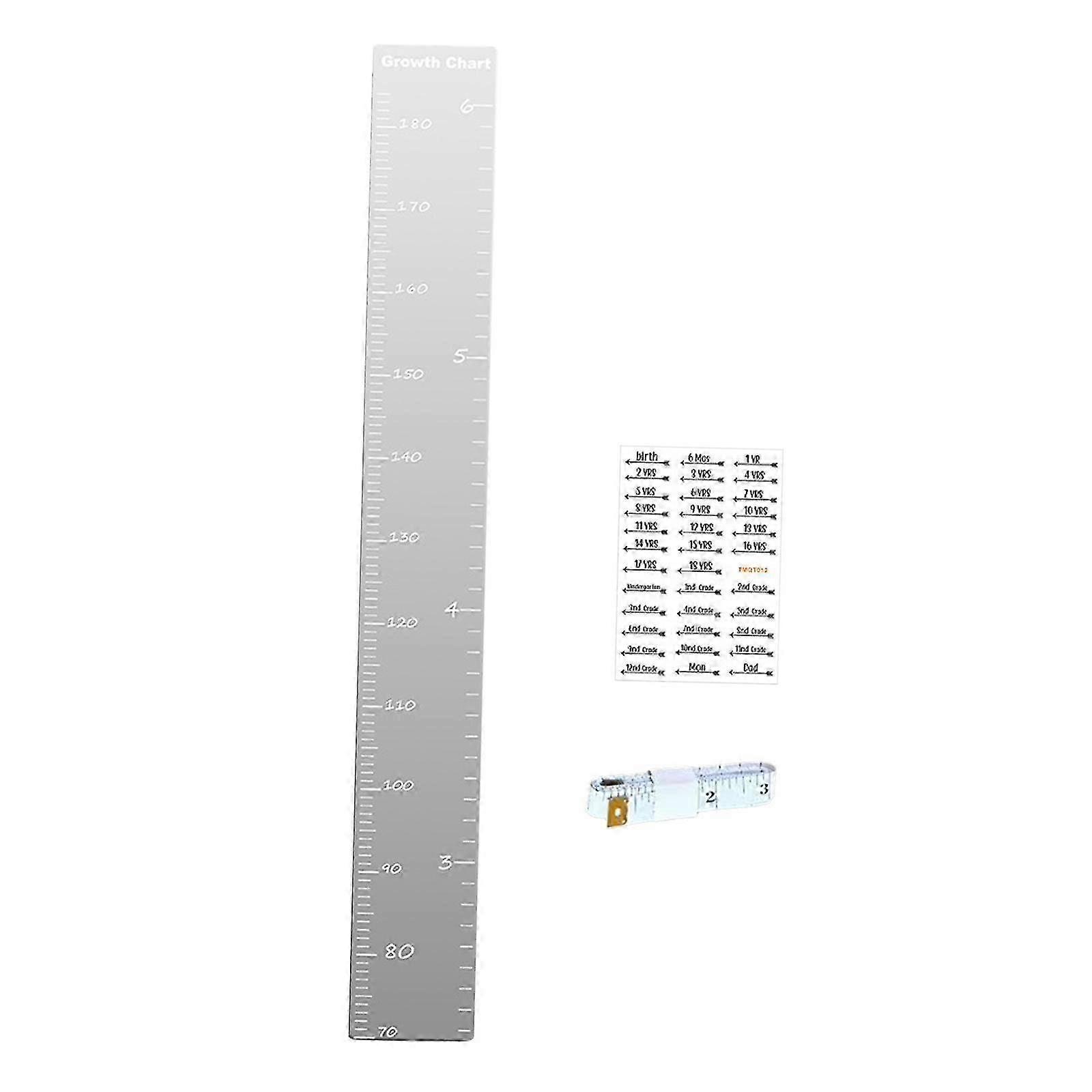 Multifunctional Children's Growth Chart with Height Measuring Mirror Sticker-Installed Easy to Assemble 120x15cm Nursery Wall Decoration