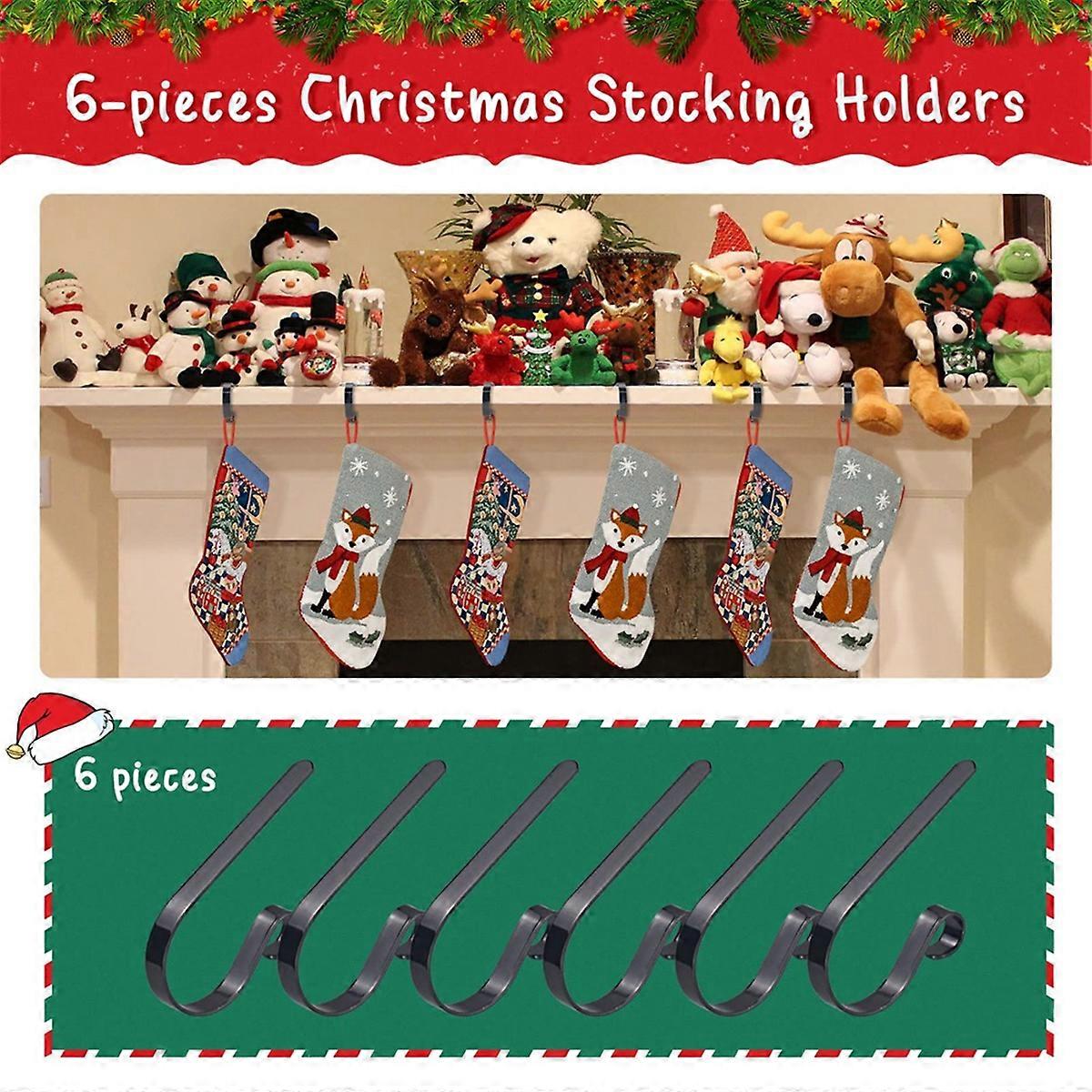 6PCS Christmas Stocking Holders for Set Black