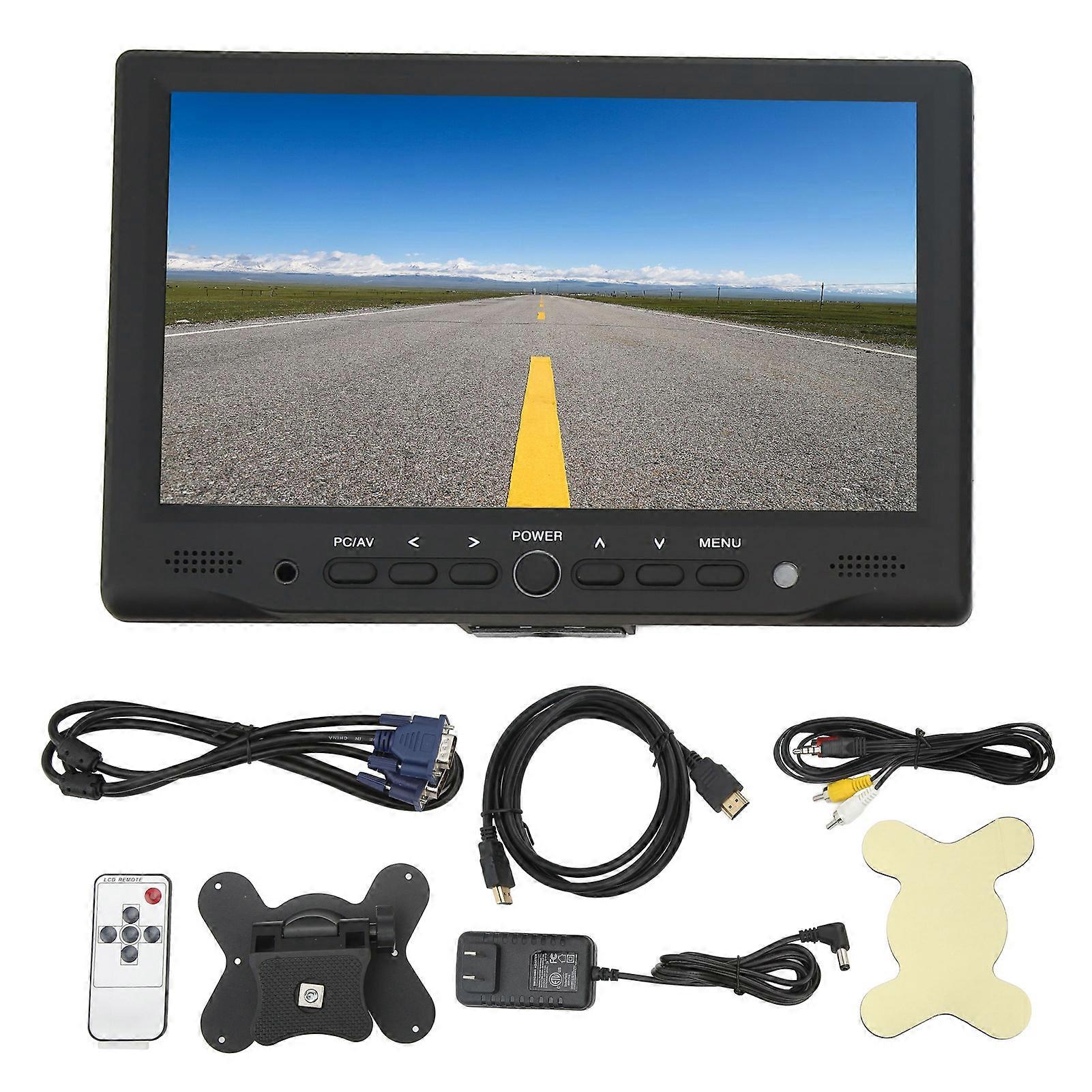 7in TFT LED Monitor VGA AV DC HD Multimedia Interface Color Screen with Dual Speakers Remote Control