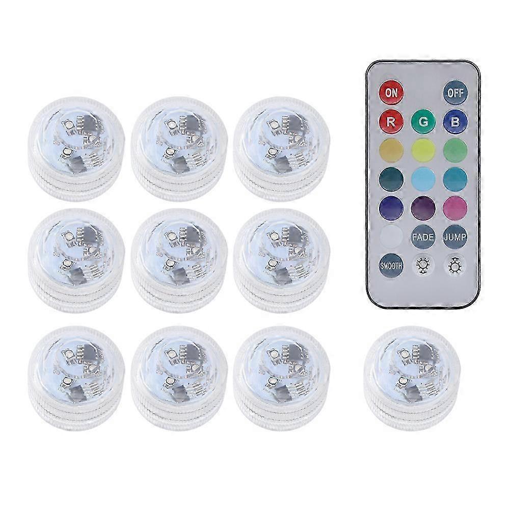 10 Pack Submersible Waterproof LED Candle Lights with Remote Control Function