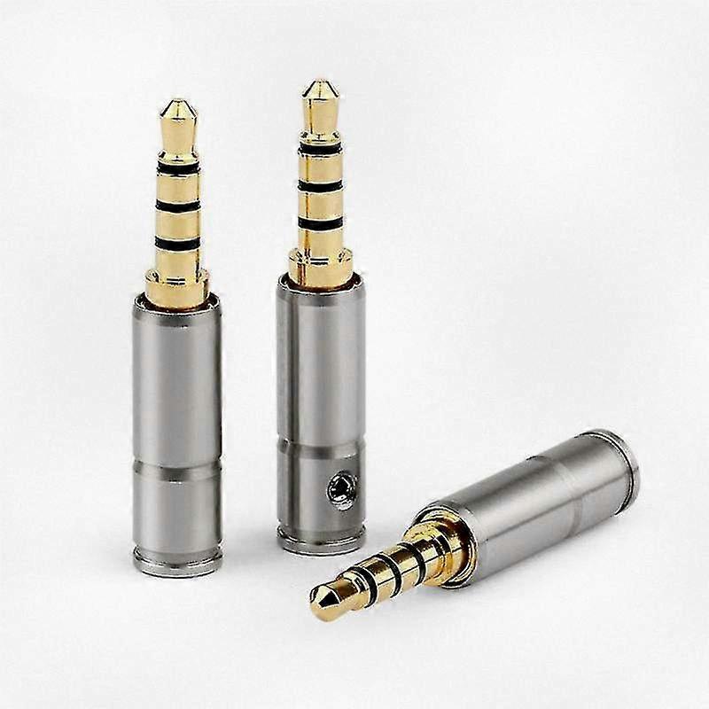 Adaptador de conector de áudio HiFi de 3,5 mm e 4 pólos com invólucro de aço inoxidável e orifício de fio de 4,0 mm para conector de solda de fone de ouvido