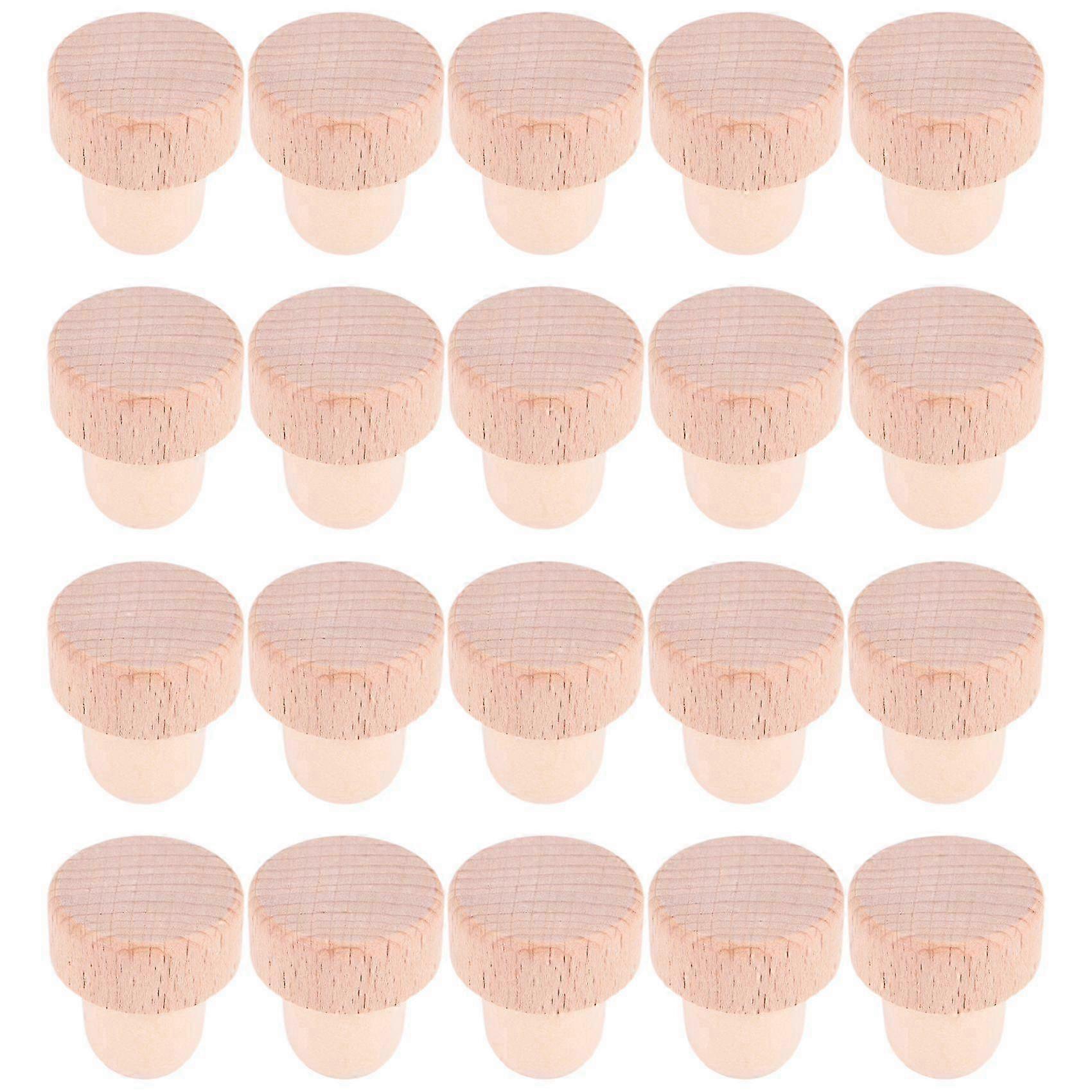 20 Pieces T Shape Wine Corks Tasting Corks T Shape Wine Corks with Beech Top Wooden Wine Bottle Stop