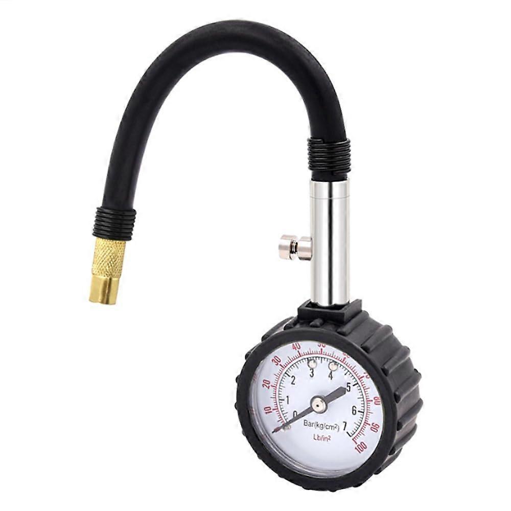 Tire Pressure Gauge, Tire Inflator, Accurate Tire Pressure Gauge with Flexible Hose Luminous Dial Mechanical Pressure Gauge for Schrader Valve of Bic