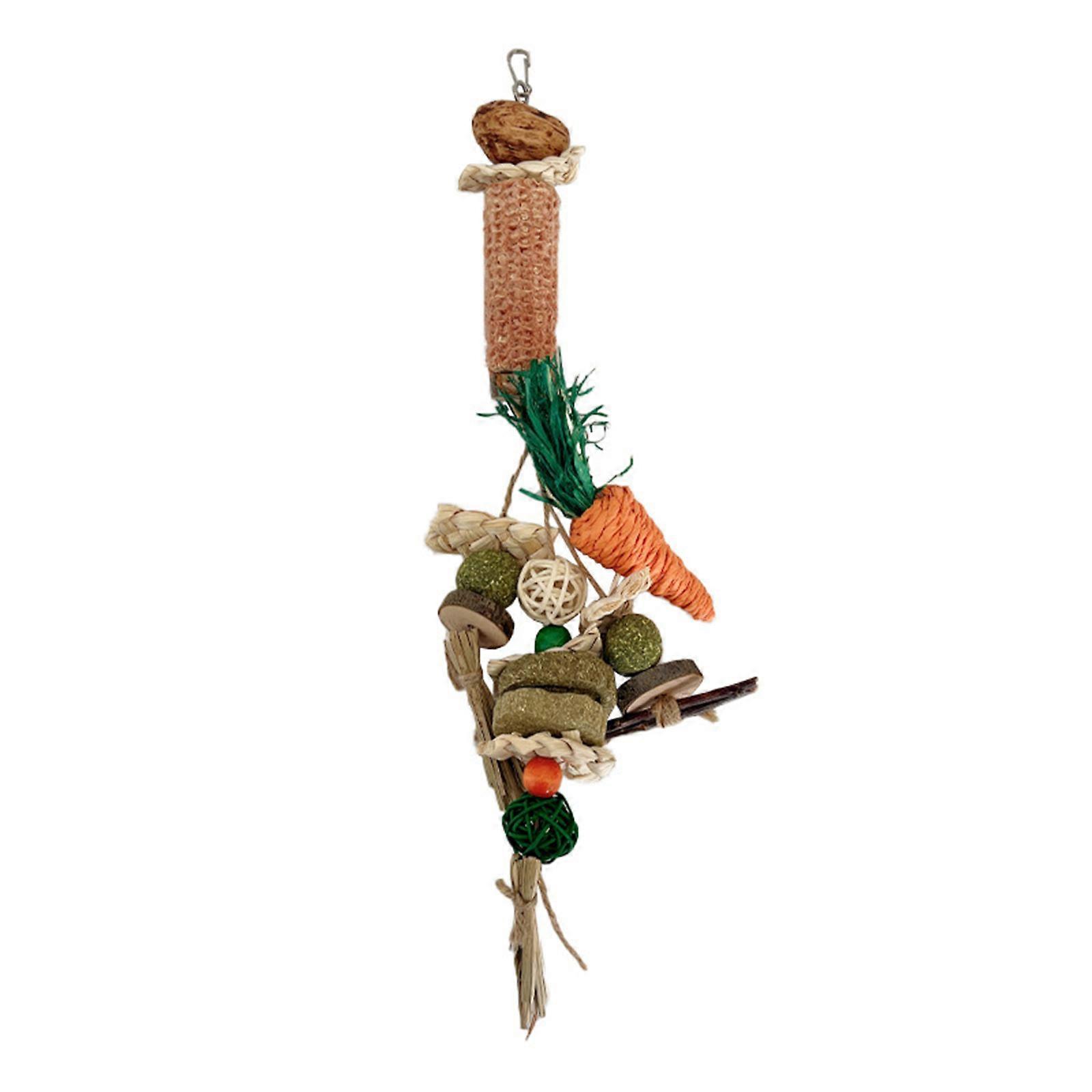 Rabbit Chew Toy for Teeth Rattans Ball Wood Block Grass Cake Chews Safe & Natural for Hamsters Guinea-Pigs Gerbils