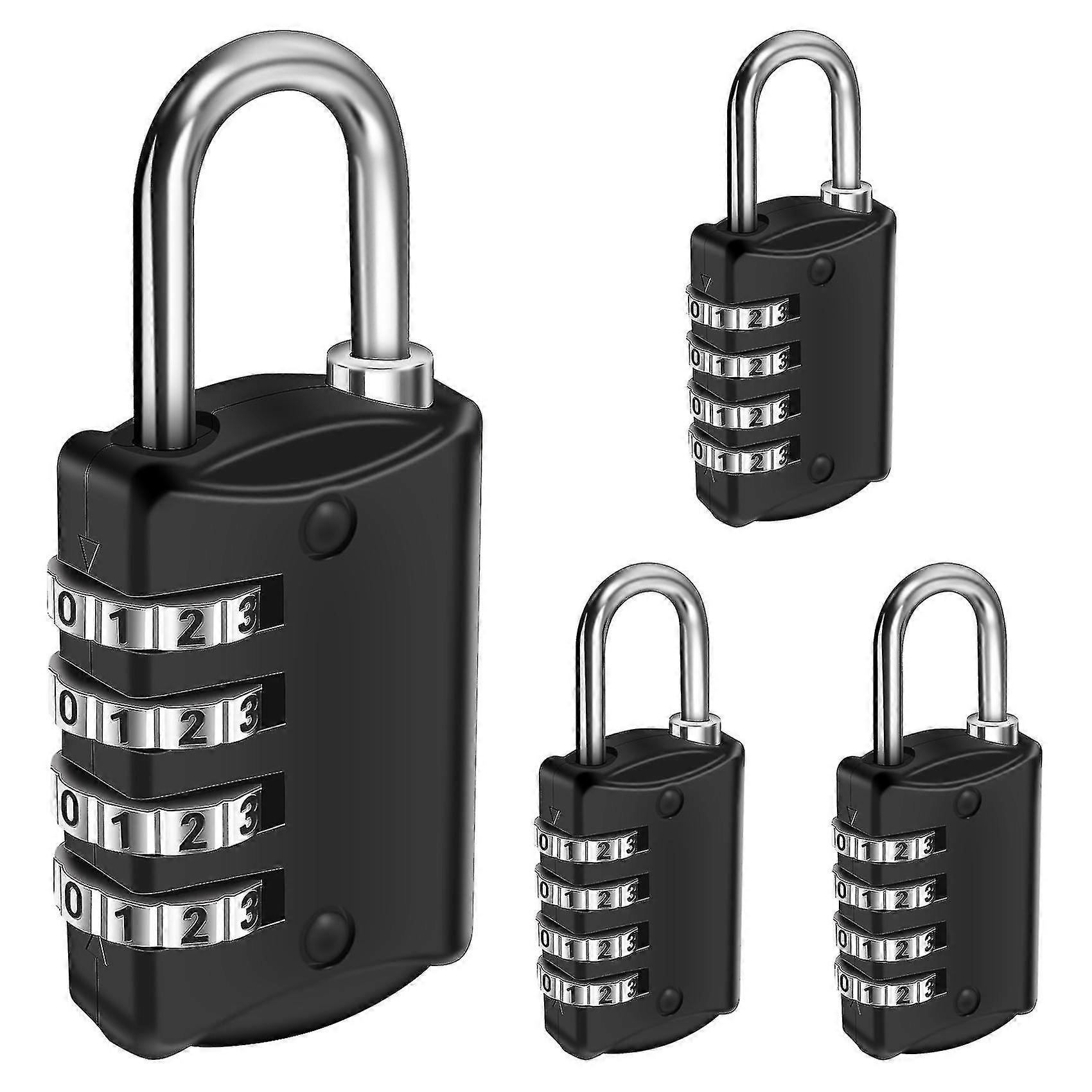 4-Digit Resettable Combo Lock for Gym Locker Toolbox School - 4 Pcs Black