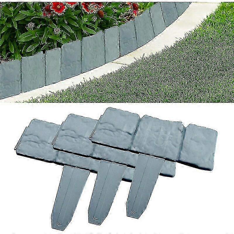 20個の庭の縁取り、庭の芝生の縁取りフェンスボーダーグレープラスチック庭の芝生の端柵石の効果庭の芝生のための芝生の柵-CEUK