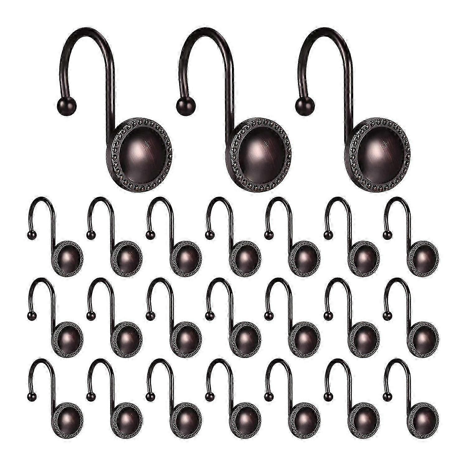 24Pcs Antique Beaded Shower Curtain Hooks Rust-Resistant Bathroom Rings