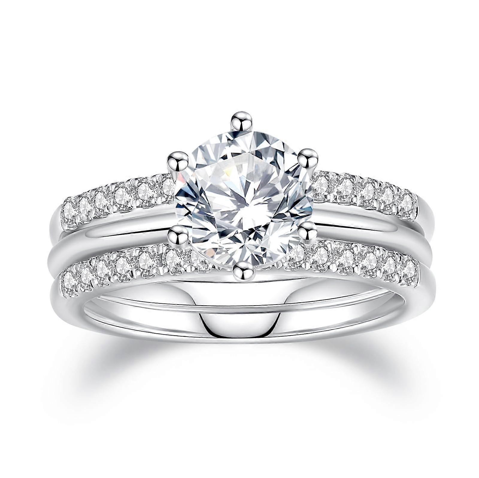 Moissanite Bridal Ring Sets D Color VVS1 Round Cut S925 Silver