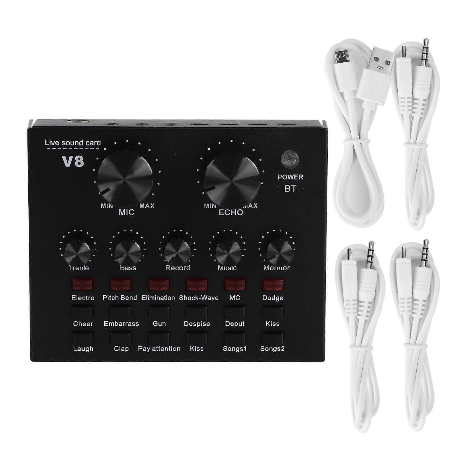 V8 Sound Card for Live Streaming, Mobile Phone, USB Host, Multi-Function Computer, Karaoke