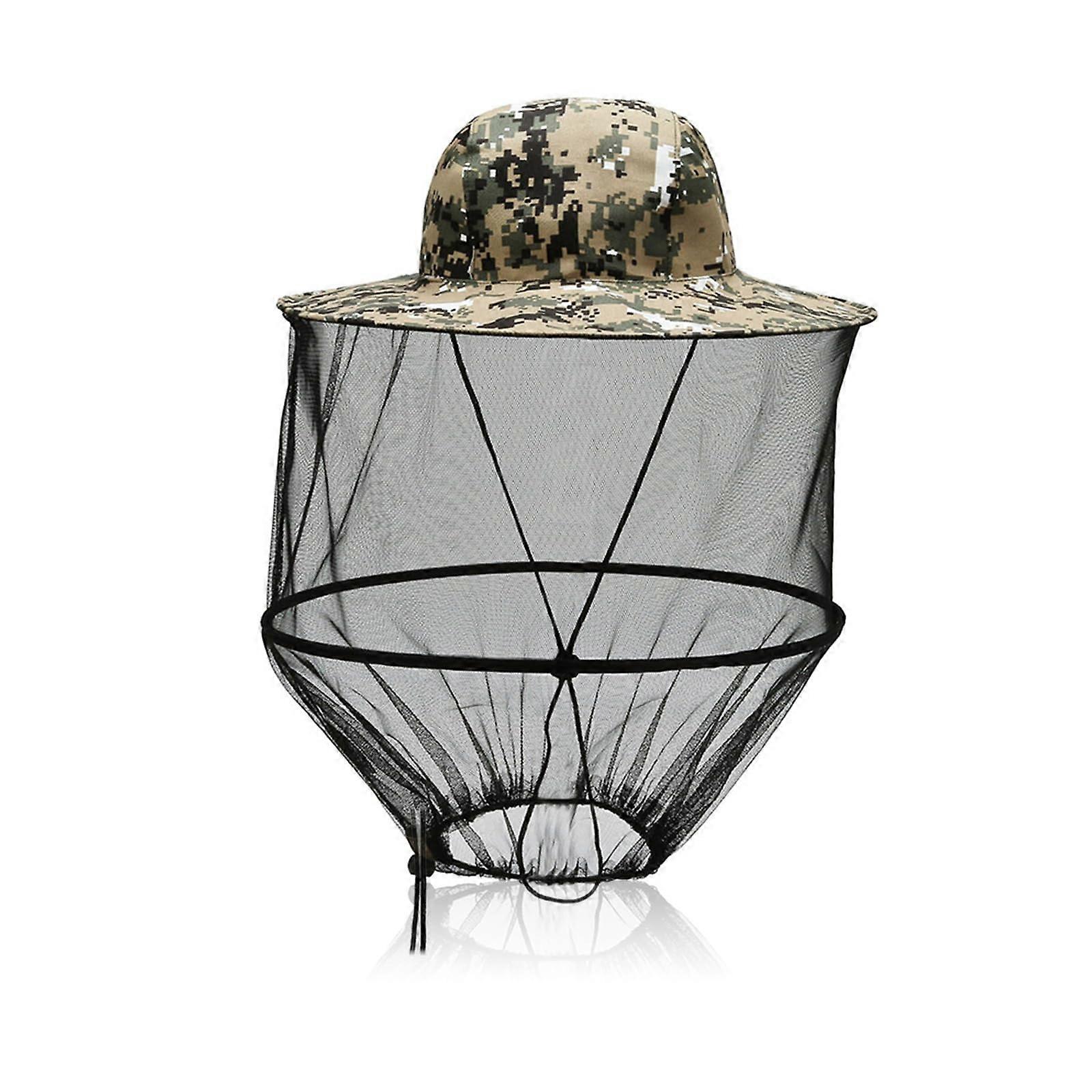 Beekeeper Hat With Mosquito Net Foldable Outdoor Hat Camouflage Snowflakes Pattern Storage Bag For Camping