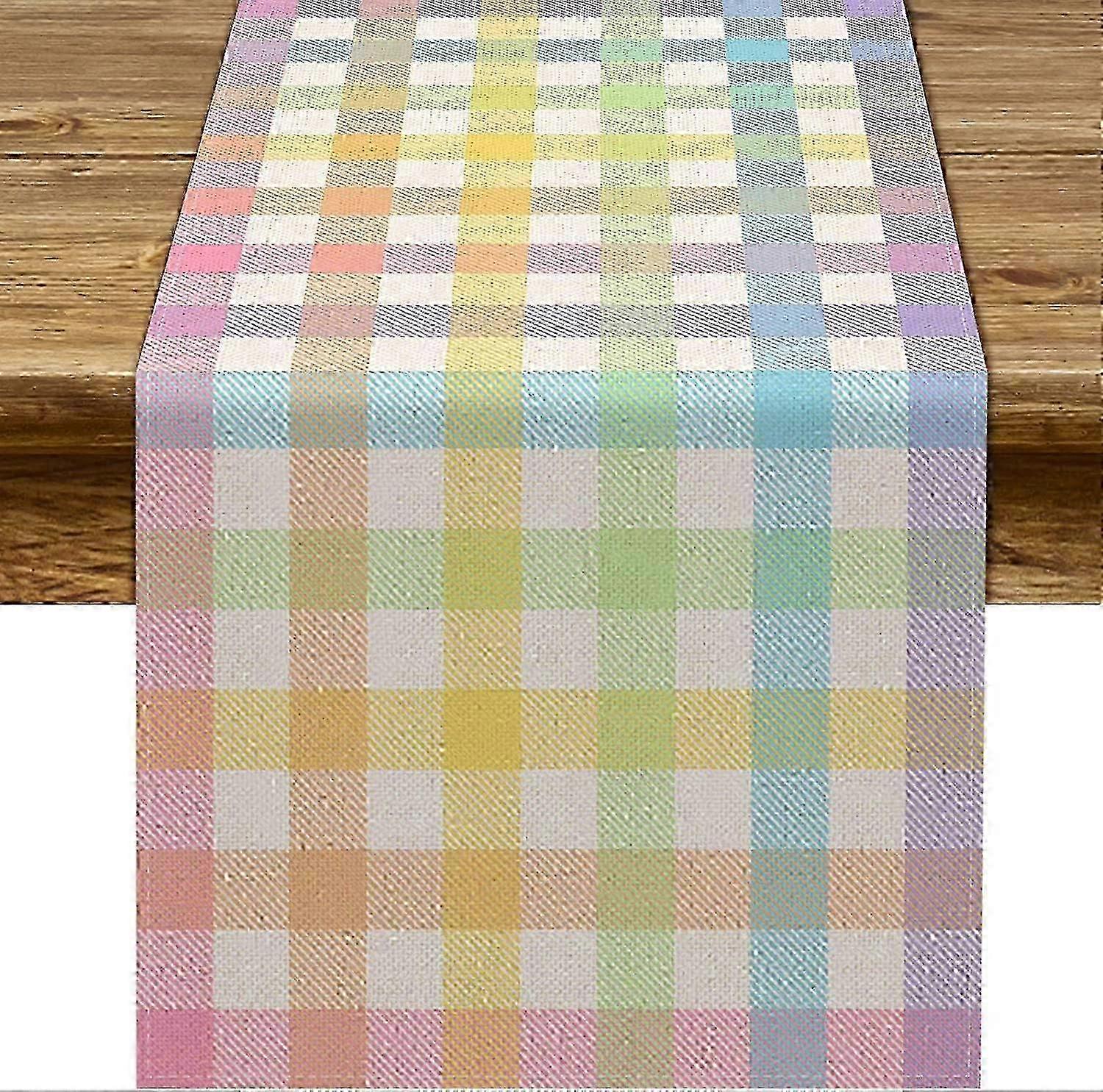 Easter Buffalo Plaid Table Runner Spring Farmhouse Dining Decor 13"x90